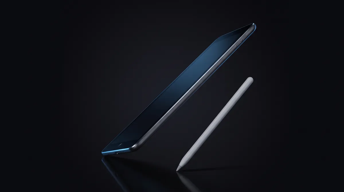 iPad fino de perfil ao lado de uma caneta